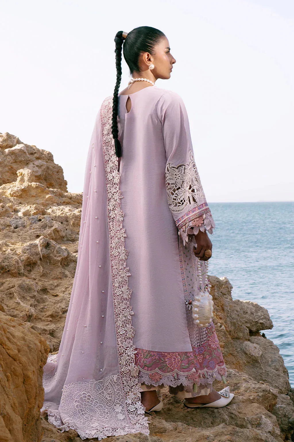 AJR Couture Dastan Luxury Lawn 25 Lilac Organza – view 2 – Poshaq
