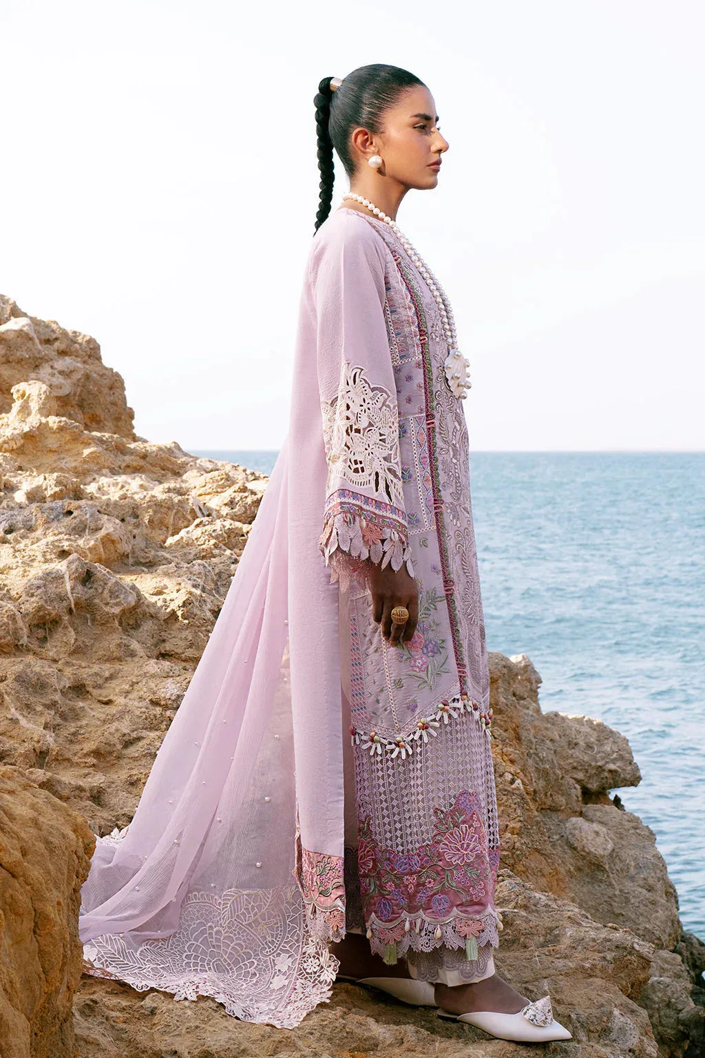 AJR Couture Dastan Luxury Lawn 25 Lilac Organza – view 6 – Poshaq
