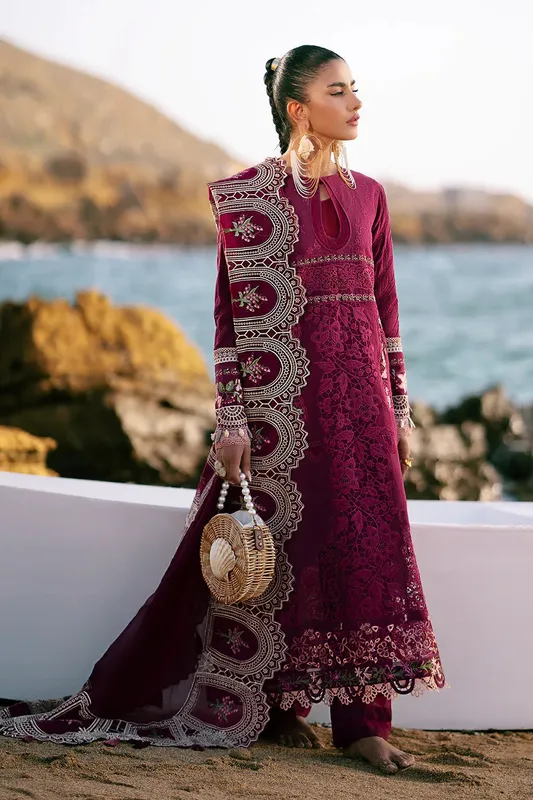 AJR Couture Dastan Luxury Lawn 25 Berry Organza – view 1 – Poshaq