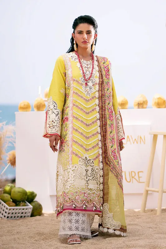 AJR Couture Dastan Luxury Lawn 25 Yellow Organza – view 1 – Poshaq
