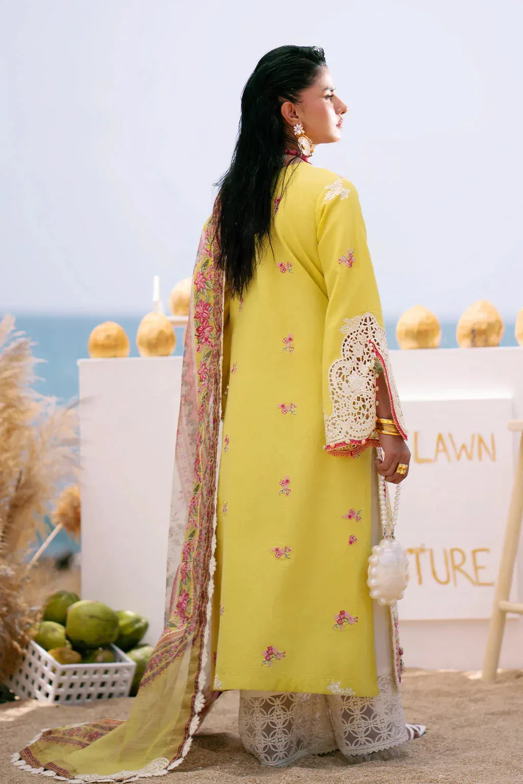 AJR Couture Dastan Luxury Lawn 25 Yellow Organza – view 2 – Poshaq