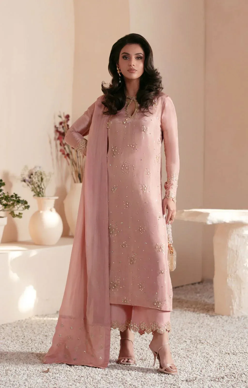 AJR Couture Symphony Luxe Festive 25 Tea Pink Silk – view 1 – Poshaq