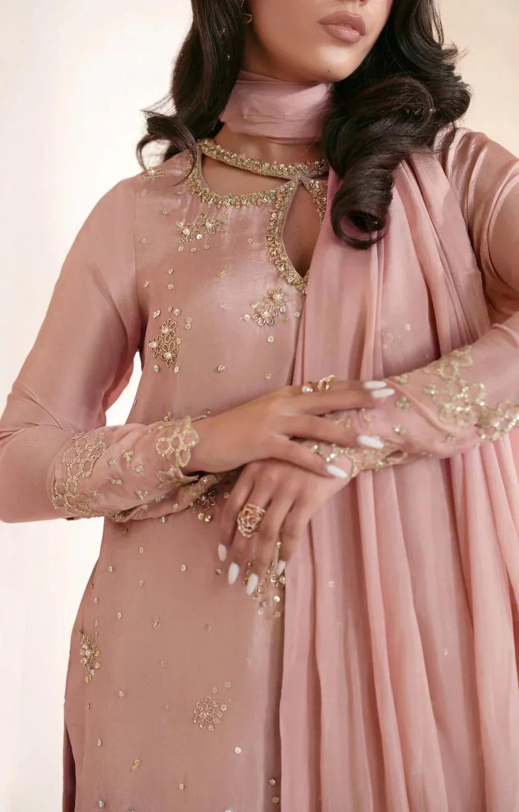 AJR Couture Symphony Luxe Festive 25 Tea Pink Silk – view 3 – Poshaq