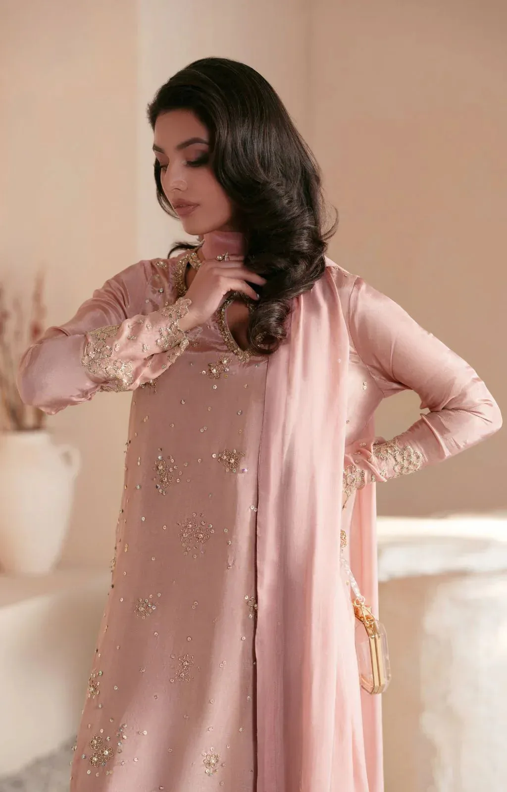 AJR Couture Symphony Luxe Festive 25 Tea Pink Silk – view 4 – Poshaq