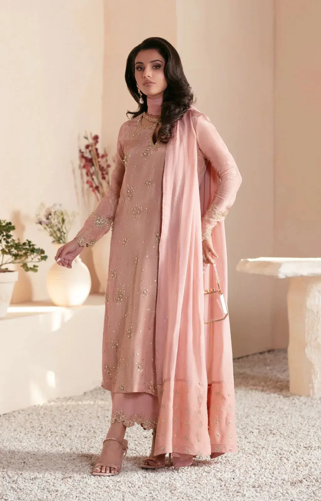 AJR Couture Symphony Luxe Festive 25 Tea Pink Silk – view 6 – Poshaq