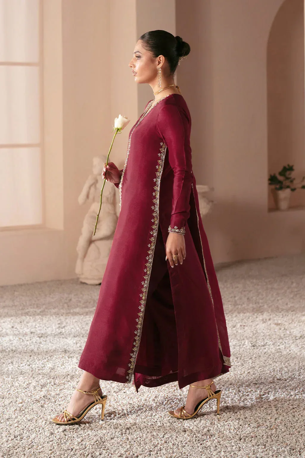 AJR Couture Symphony Luxe Festive 25 Maroon Silk – view 2 – Poshaq