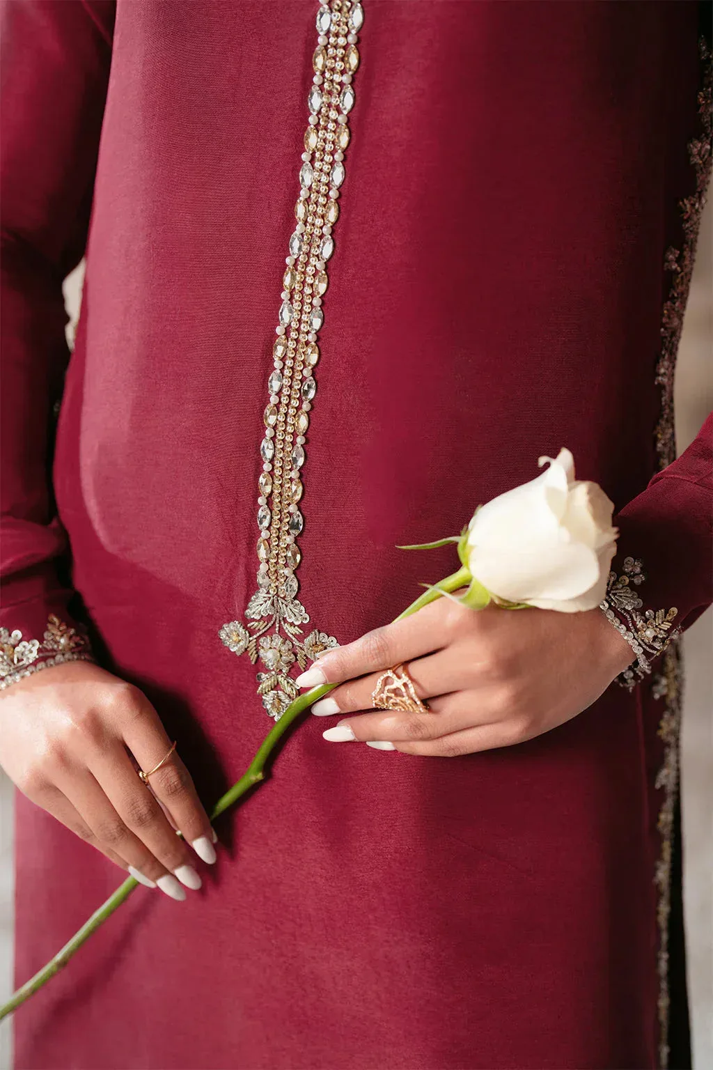AJR Couture Symphony Luxe Festive 25 Maroon Silk – view 3 – Poshaq