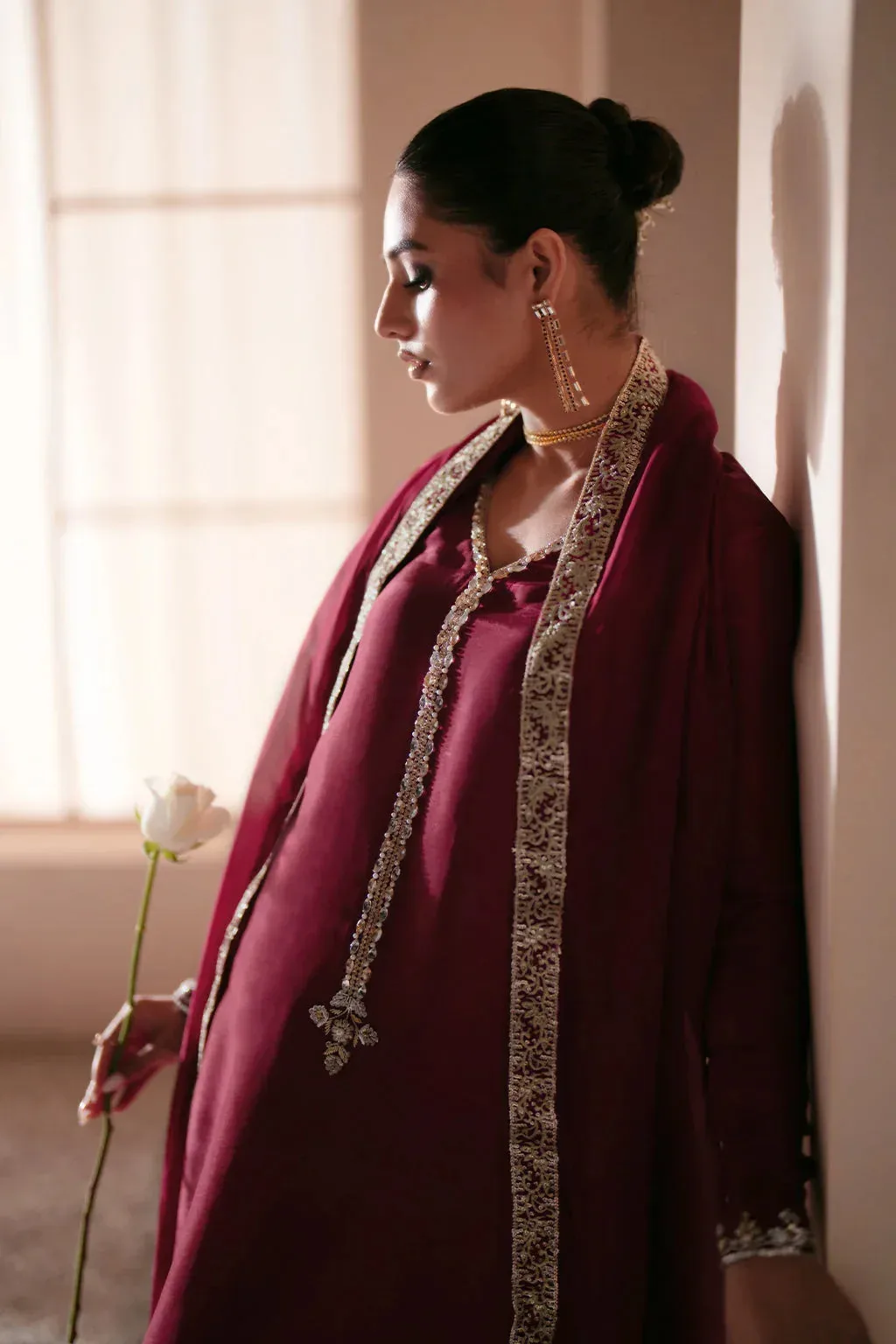 AJR Couture Symphony Luxe Festive 25 Maroon Silk – view 5 – Poshaq