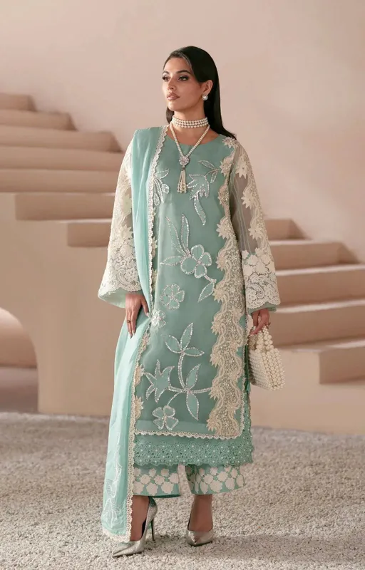 AJR Couture Symphony Luxe Festive 25 Aqua Organza – view 1 – Poshaq