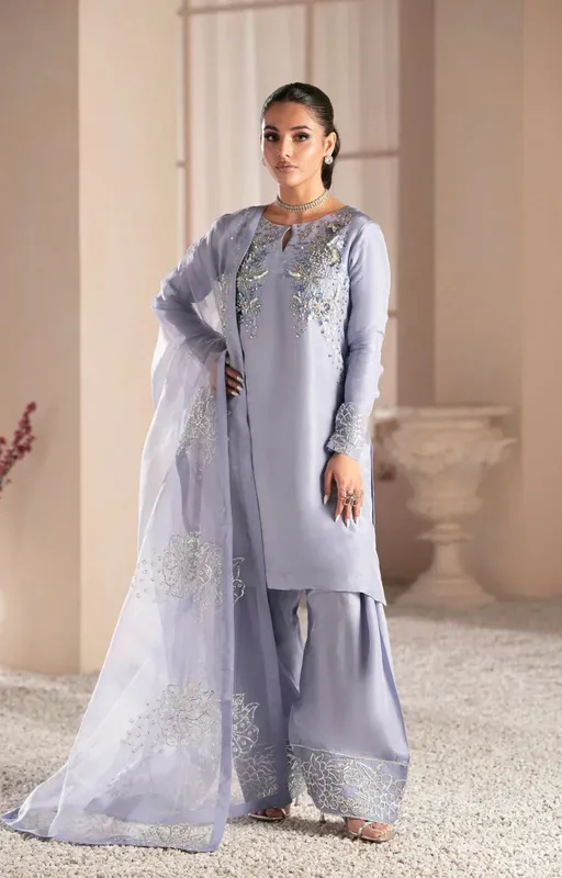 AJR Couture Symphony Luxe Festive 25 Mauve Organza – view 1 – Poshaq