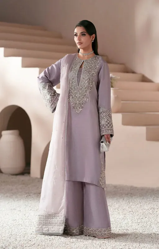 AJR Couture Symphony Luxe Festive 25 Light Lavender Raw Silk – view 1 – Poshaq