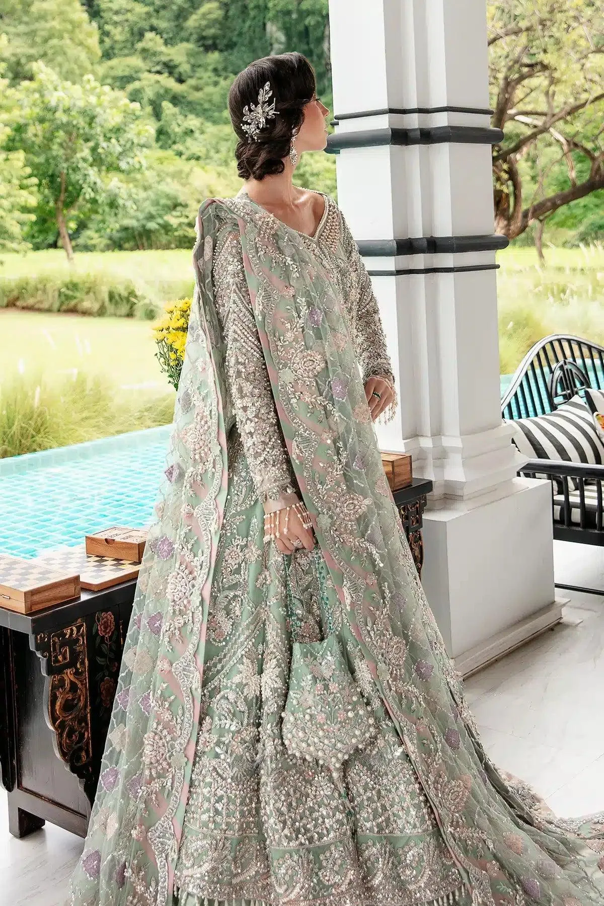 AJR Couture Bridal Couture23 Silver Organza – view 3 – Poshaq