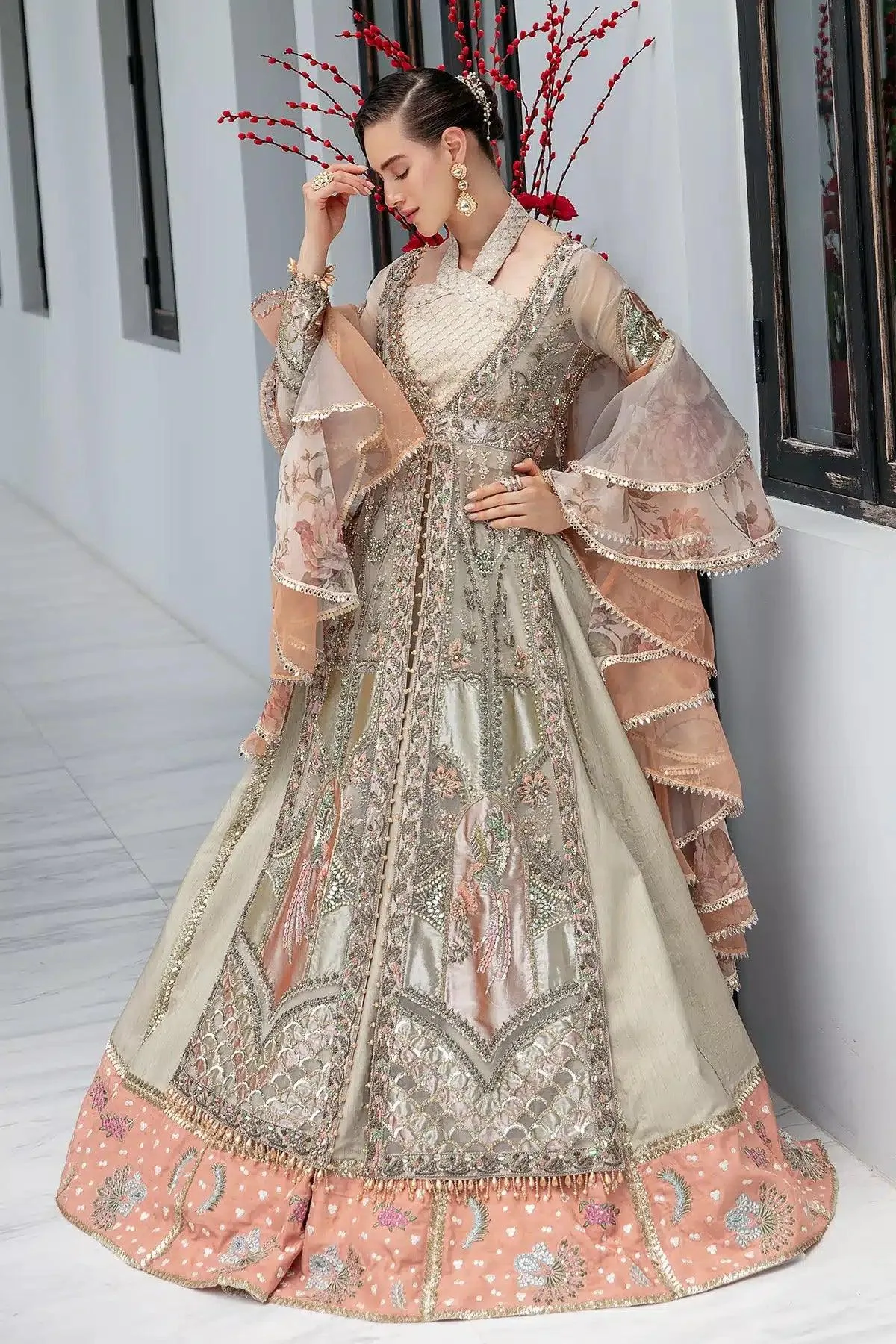 AJR Couture Bridal Couture23 Peach Organza – view 2 – Poshaq
