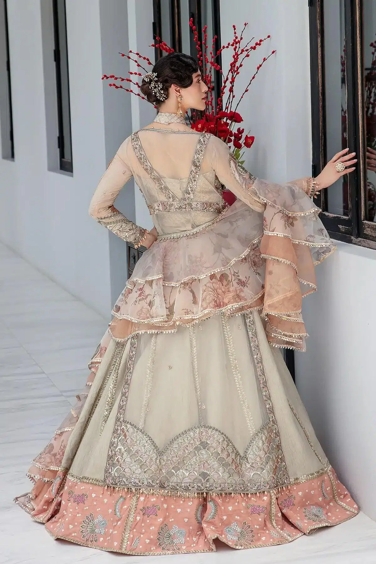 AJR Couture Bridal Couture23 Peach Organza – view 3 – Poshaq