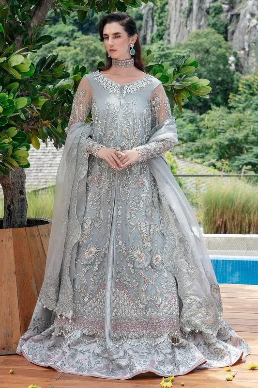 AJR Couture Bridal Couture23 Silver Organza – view 1 – Poshaq