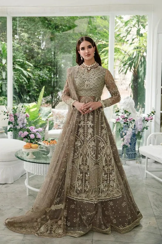 AJR Couture Alif Luxury Wedding Formals 23 Green Organza – view 1 – Poshaq