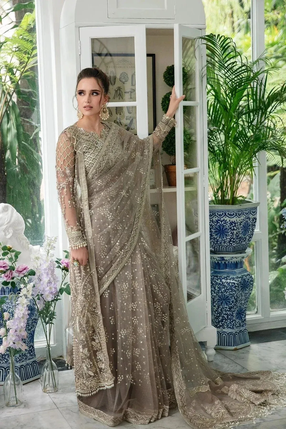 AJR Couture Alif Luxury Wedding Formals 23 Green Organza – view 2 – Poshaq