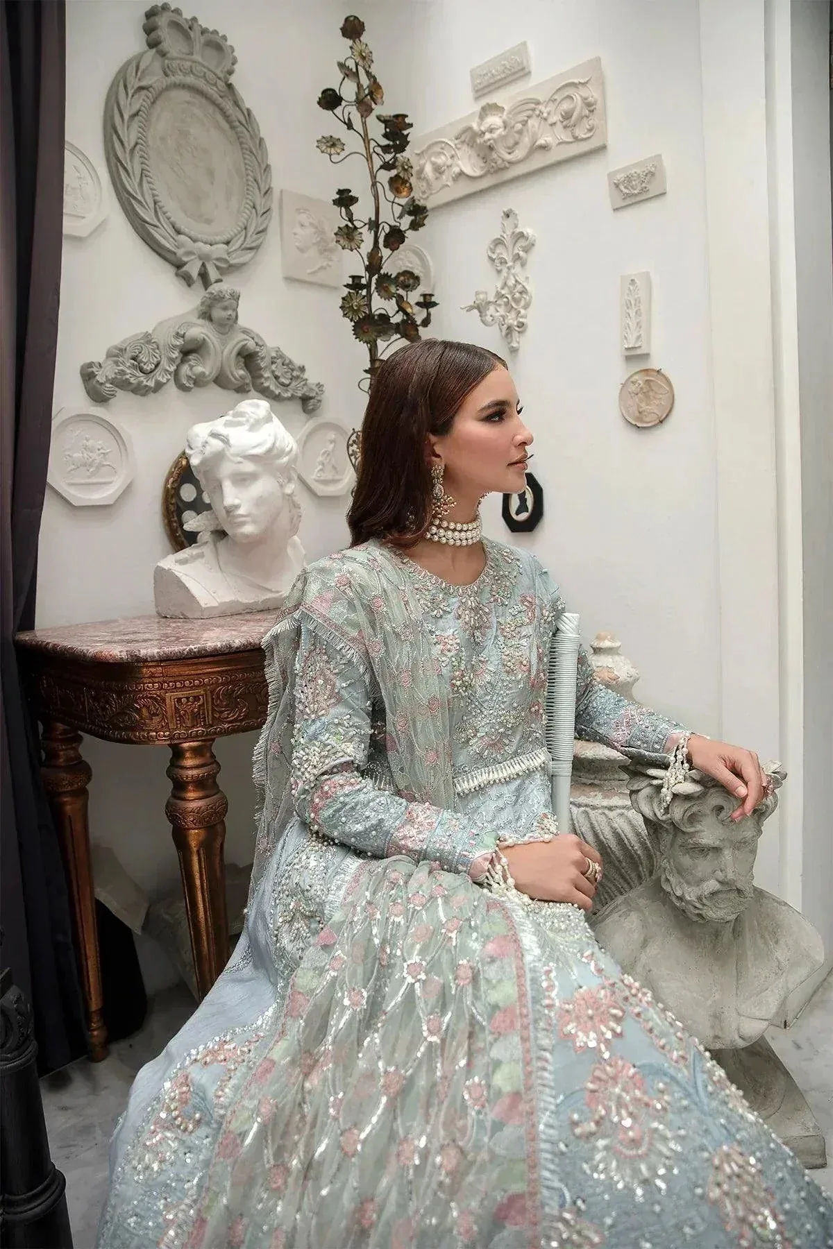 AJR Couture Alif Luxury Wedding Formals 23 Blue Raw Silk – view 3 – Poshaq