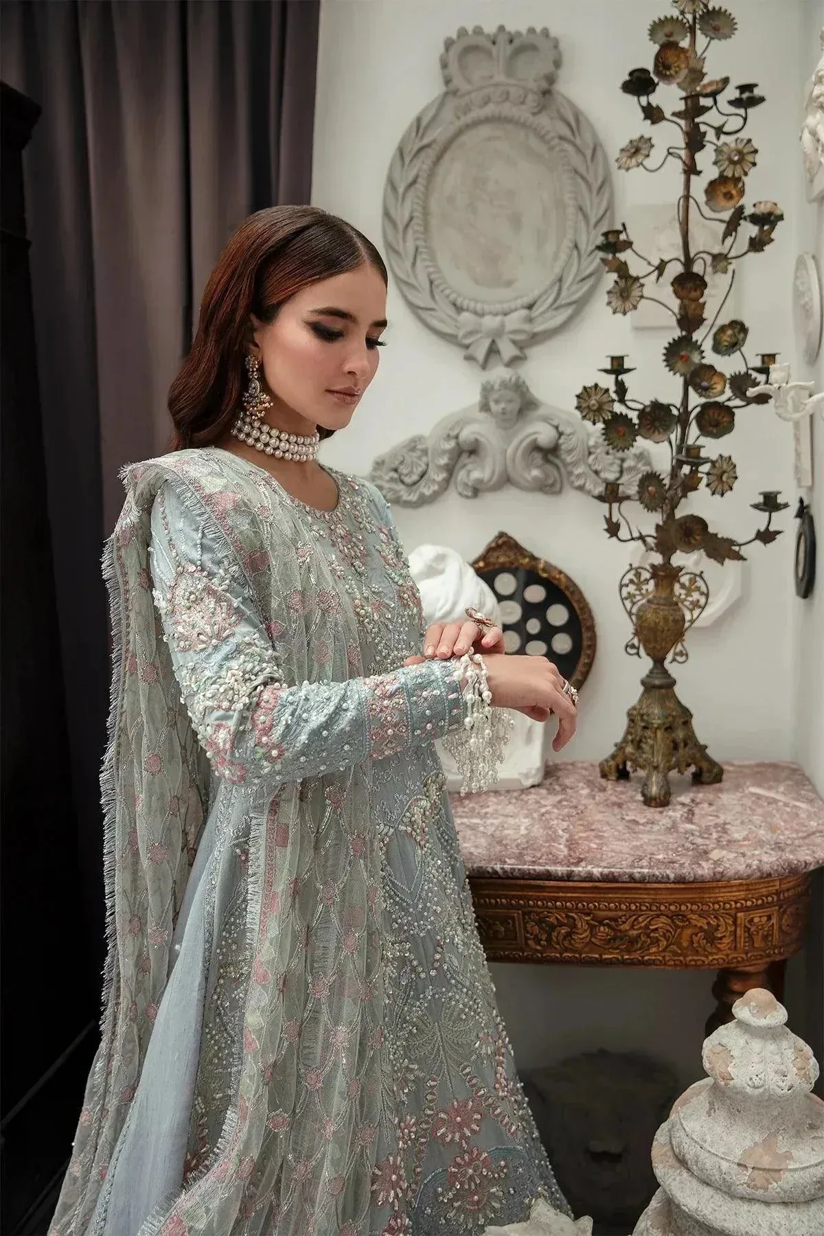 AJR Couture Alif Luxury Wedding Formals 23 Blue Raw Silk – view 6 – Poshaq