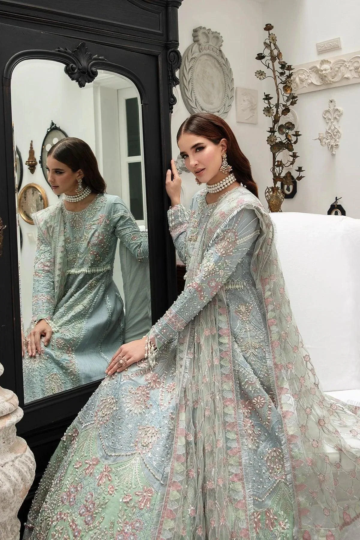 AJR Couture Alif Luxury Wedding Formals 23 Blue Raw Silk – view 8 – Poshaq