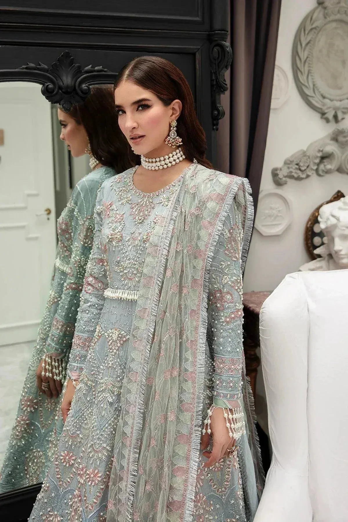 AJR Couture Alif Luxury Wedding Formals 23 Blue Raw Silk – view 9 – Poshaq