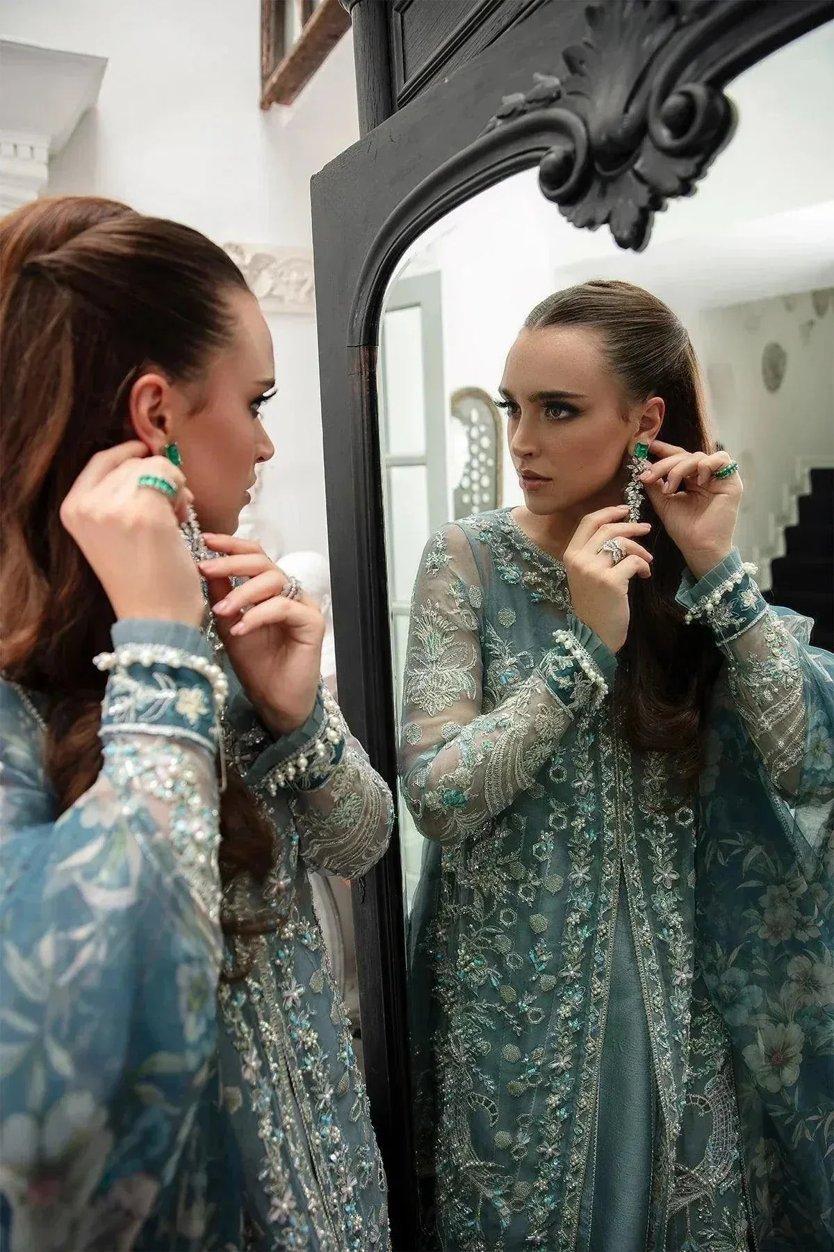 AJR Couture Alif Luxury Wedding Formals 23 Blue Organza – view 8 – Poshaq