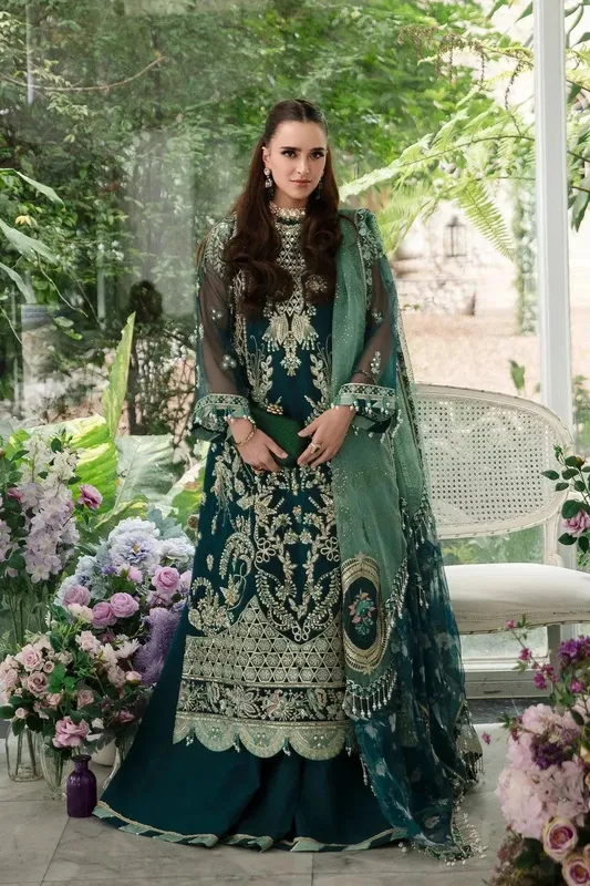 AJR Couture Alif Luxury Wedding Formals 23 Green Raw Silk – view 1 – Poshaq