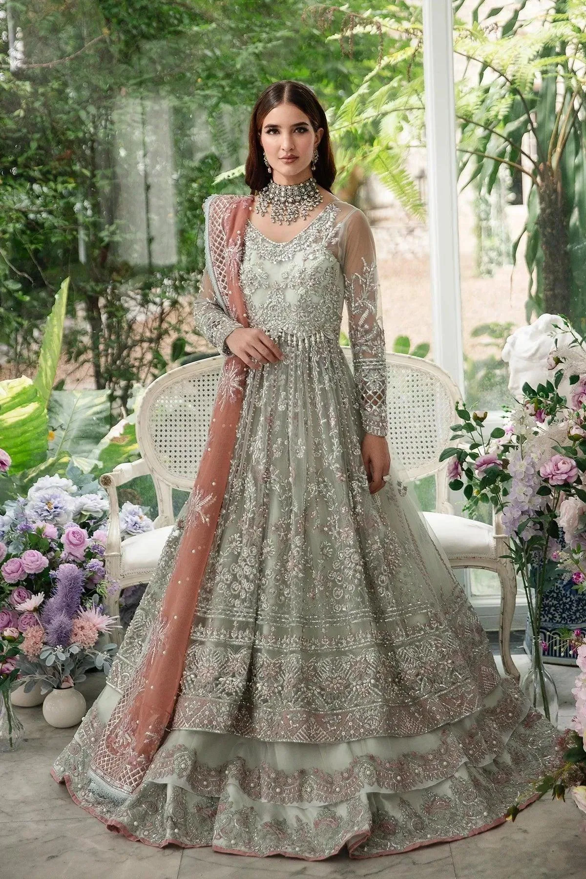 AJR Couture Alif Luxury Wedding Formals 23 Ivory Organza – view 1 – Poshaq