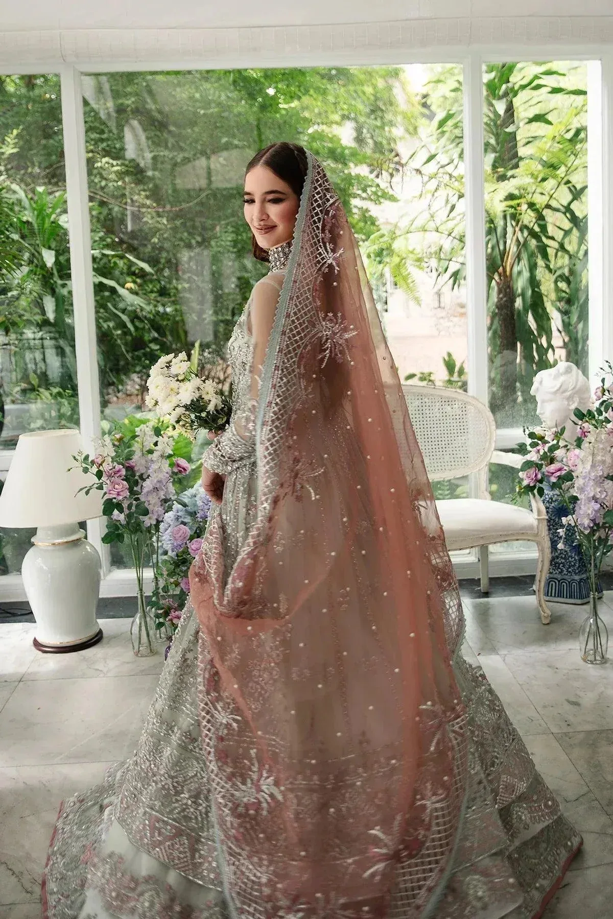 AJR Couture Alif Luxury Wedding Formals 23 Ivory Organza – view 2 – Poshaq
