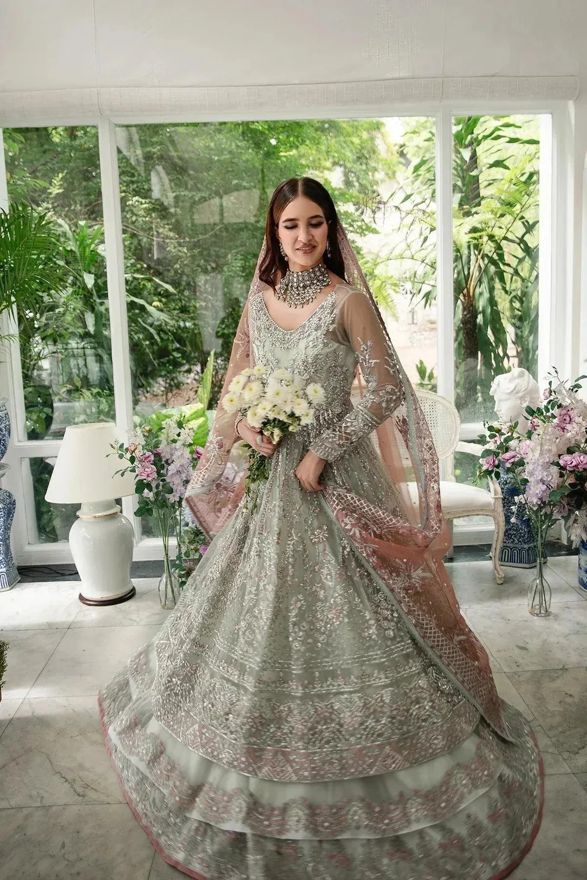 AJR Couture Alif Luxury Wedding Formals 23 Ivory Organza – view 3 – Poshaq
