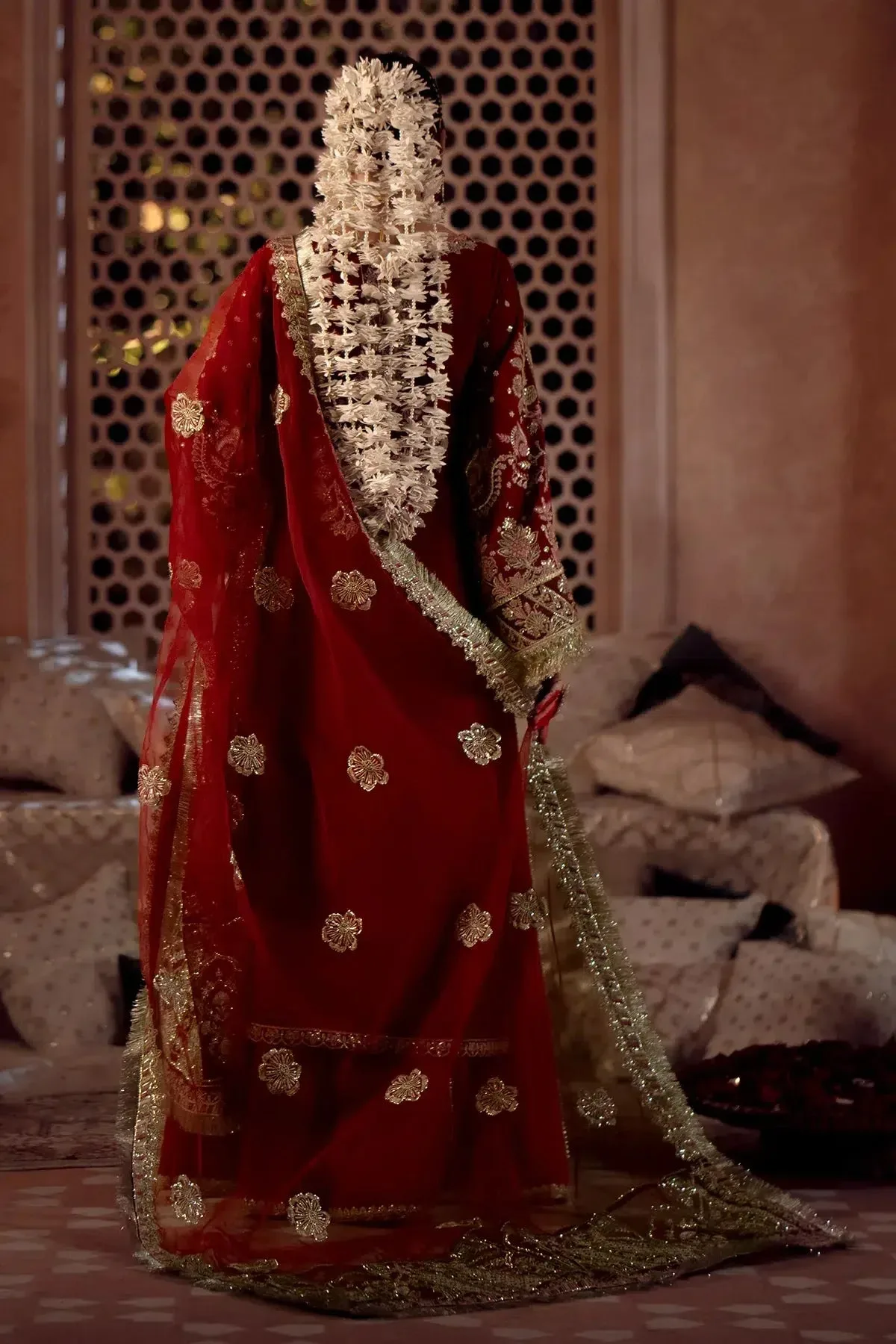 AJR Couture Mushk The Silk Edit Red Raw Silk – view 2 – Poshaq