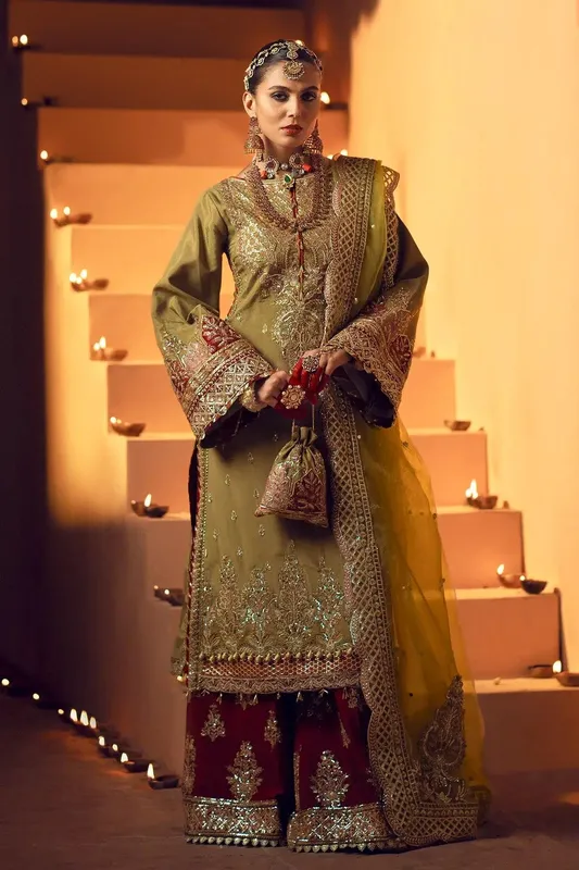 AJR Couture Mushk The Silk Edit Maroon Raw Silk – view 1 – Poshaq
