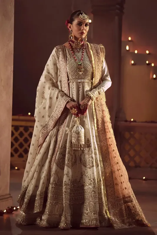 AJR Couture Mushk The Silk Edit Off White Raw Silk – view 1 – Poshaq