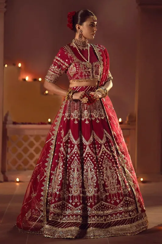 AJR Couture Mushk The Silk Edit Red Raw Silk – view 1 – Poshaq
