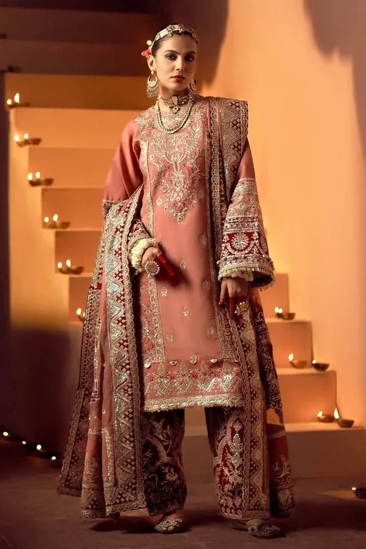 AJR Couture Mushk The Silk Edit Maroon Raw Silk – view 1 – Poshaq