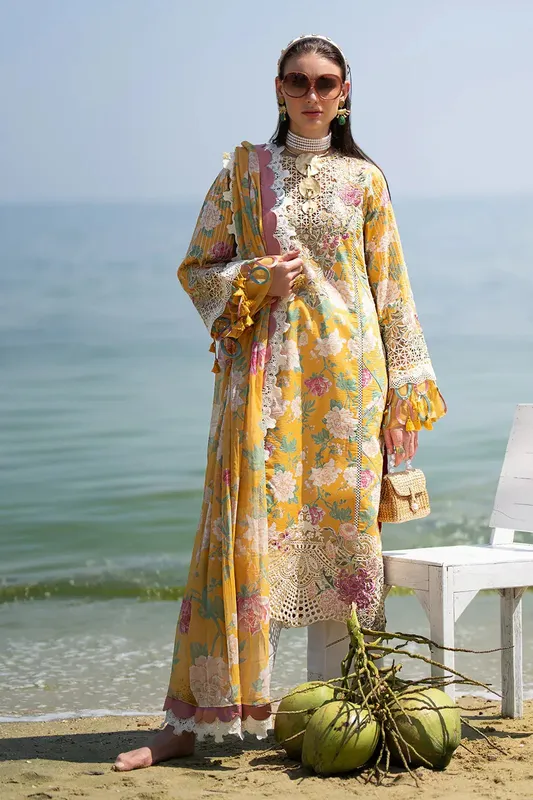 AJR Couture Alif Signature Luxury Lawn 24 Yellow Chiffon – view 1 – Poshaq