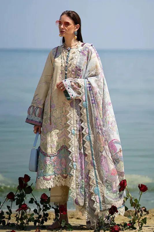 AJR Couture Alif Signature Luxury Lawn 24 Beige Chiffon – view 1 – Poshaq