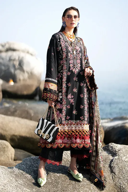 AJR Couture Alif Signature Luxury Lawn 24 Black Cambric – view 1 – Poshaq