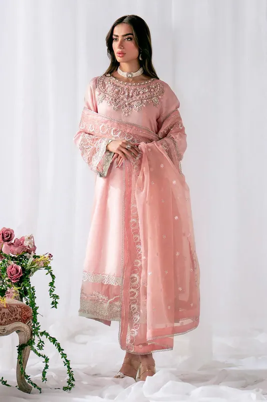 AJR Couture Luxe Pret Eid Drop Pink Raw Silk – view 1 – Poshaq