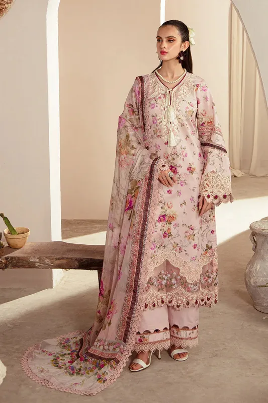 AJR Couture Alif Affordable Lawn 24 Pink Chiffon – view 1 – Poshaq
