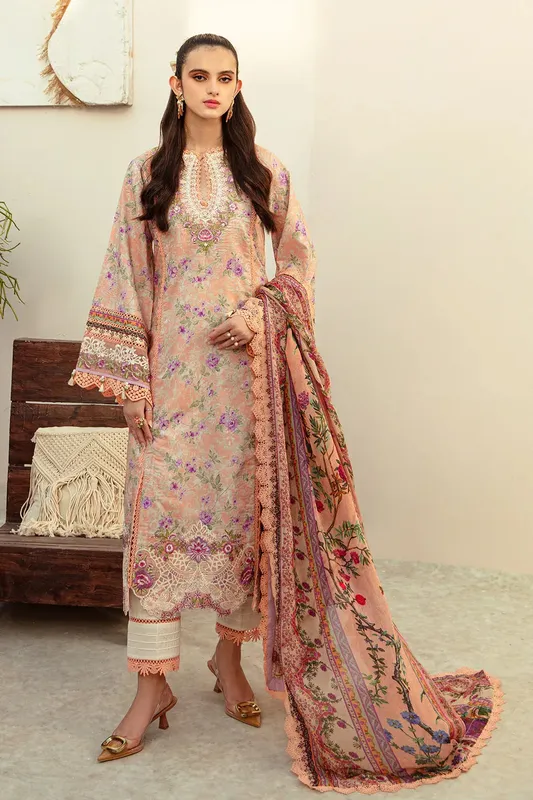 AJR Couture Alif Affordable Lawn 24 Peach Cambric – view 1 – Poshaq