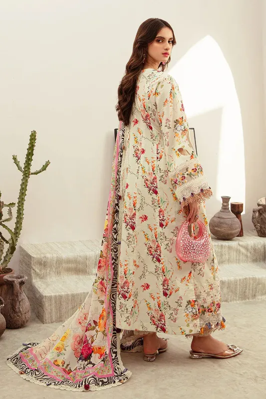 AJR Couture Alif Affordable Lawn 24 Ivory Chiffon – view 1 – Poshaq