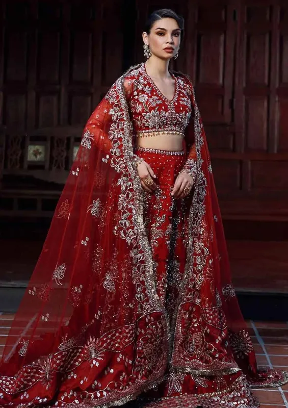Ezra Wedding Collection Red Net – view 1 – Poshaq