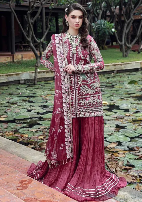 Ezra Wedding Collection Wine Organza – view 1 – Poshaq