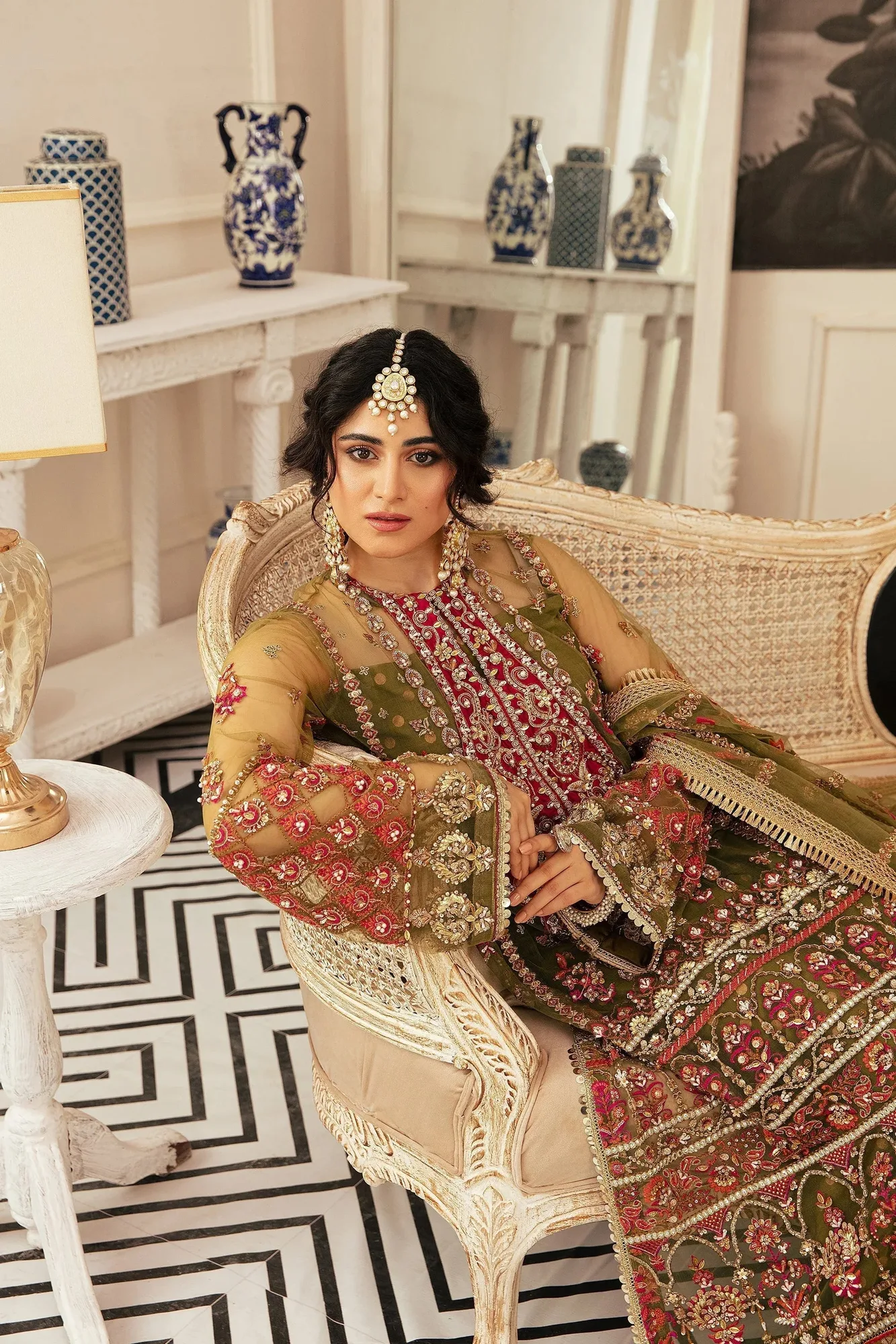 Ezra Wedding Collection Green Cotton Silk – view 3 – Poshaq