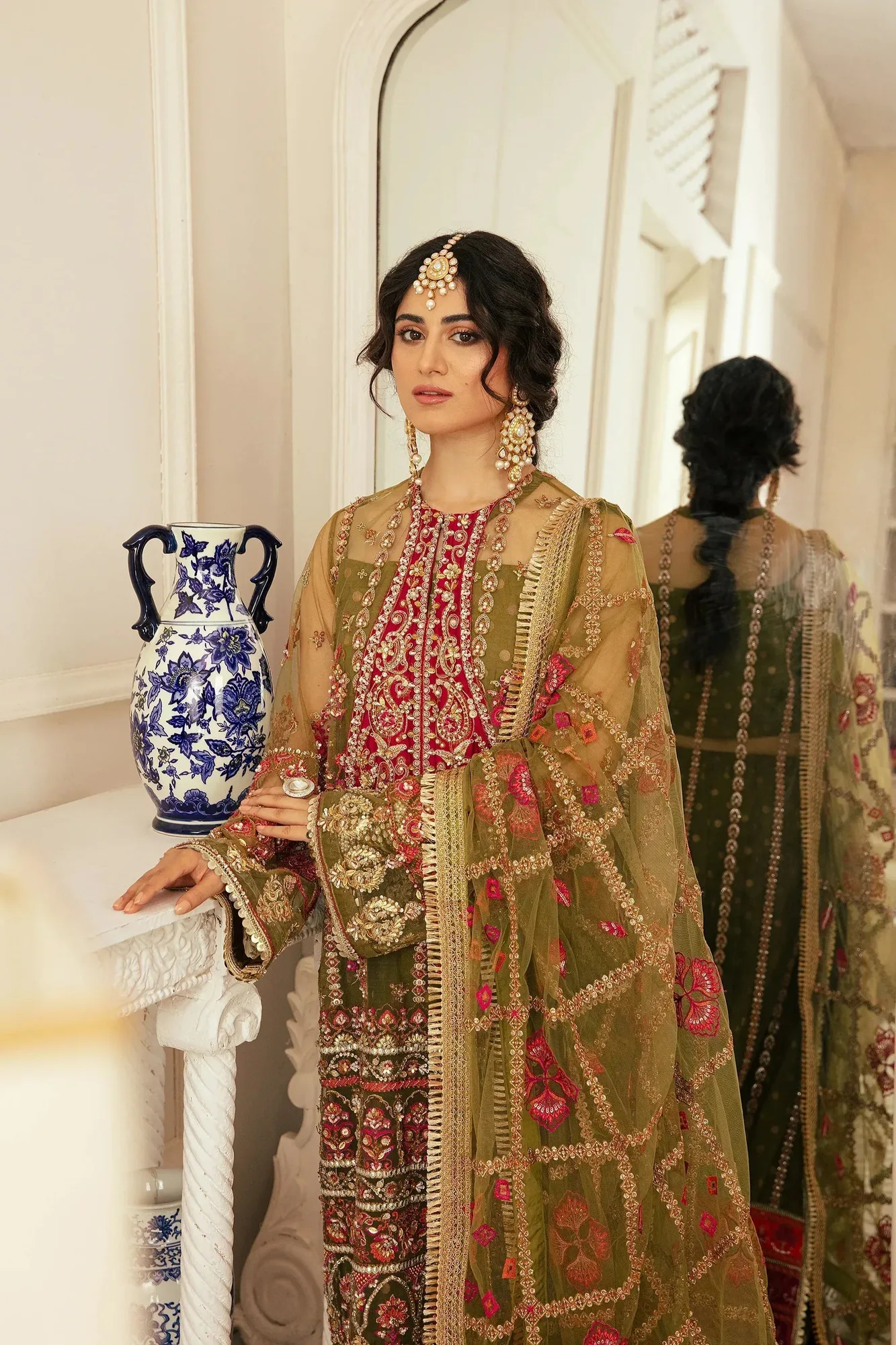Ezra Wedding Collection Green Cotton Silk – view 4 – Poshaq