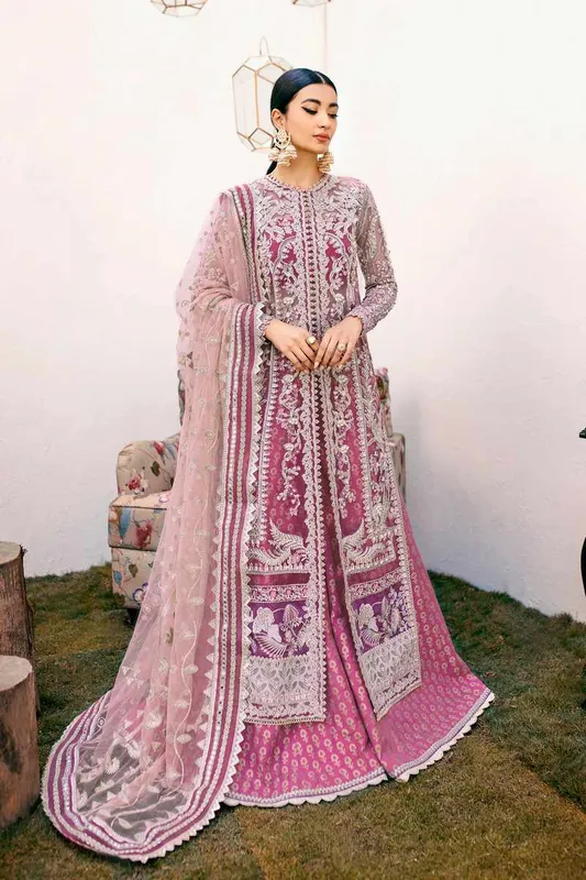 Ezra Wedding Collection Magenta Raw Silk – view 1 – Poshaq