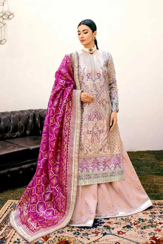 Ezra Wedding Collection Pink Raw Silk – view 1 – Poshaq