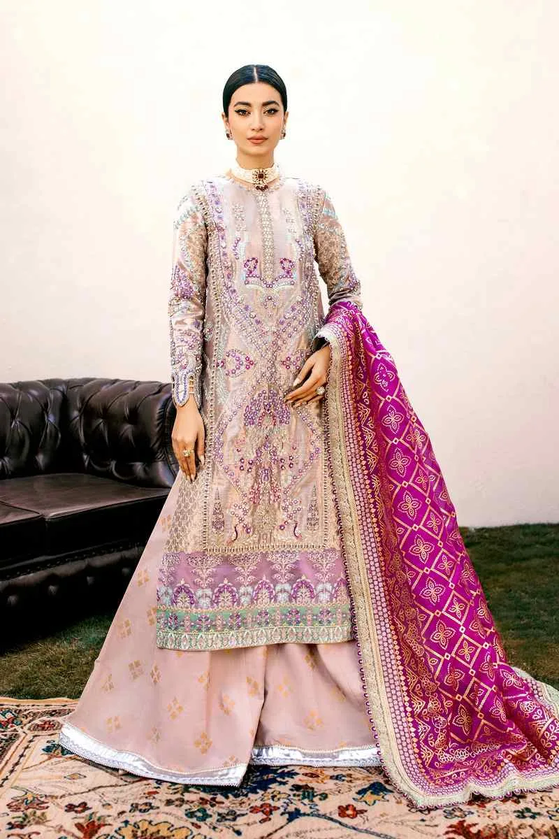 Ezra Wedding Collection Pink Raw Silk – view 3 – Poshaq