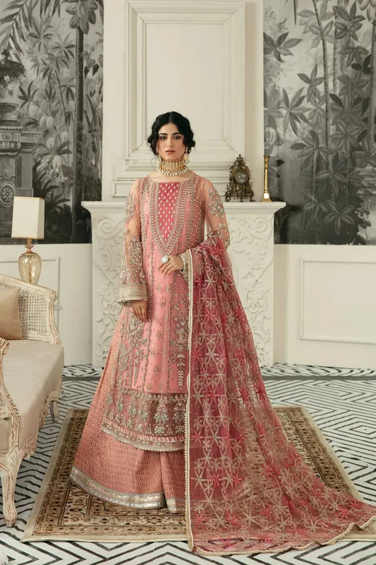 Ezra Wedding Collection Pink Cotton Silk – view 1 – Poshaq